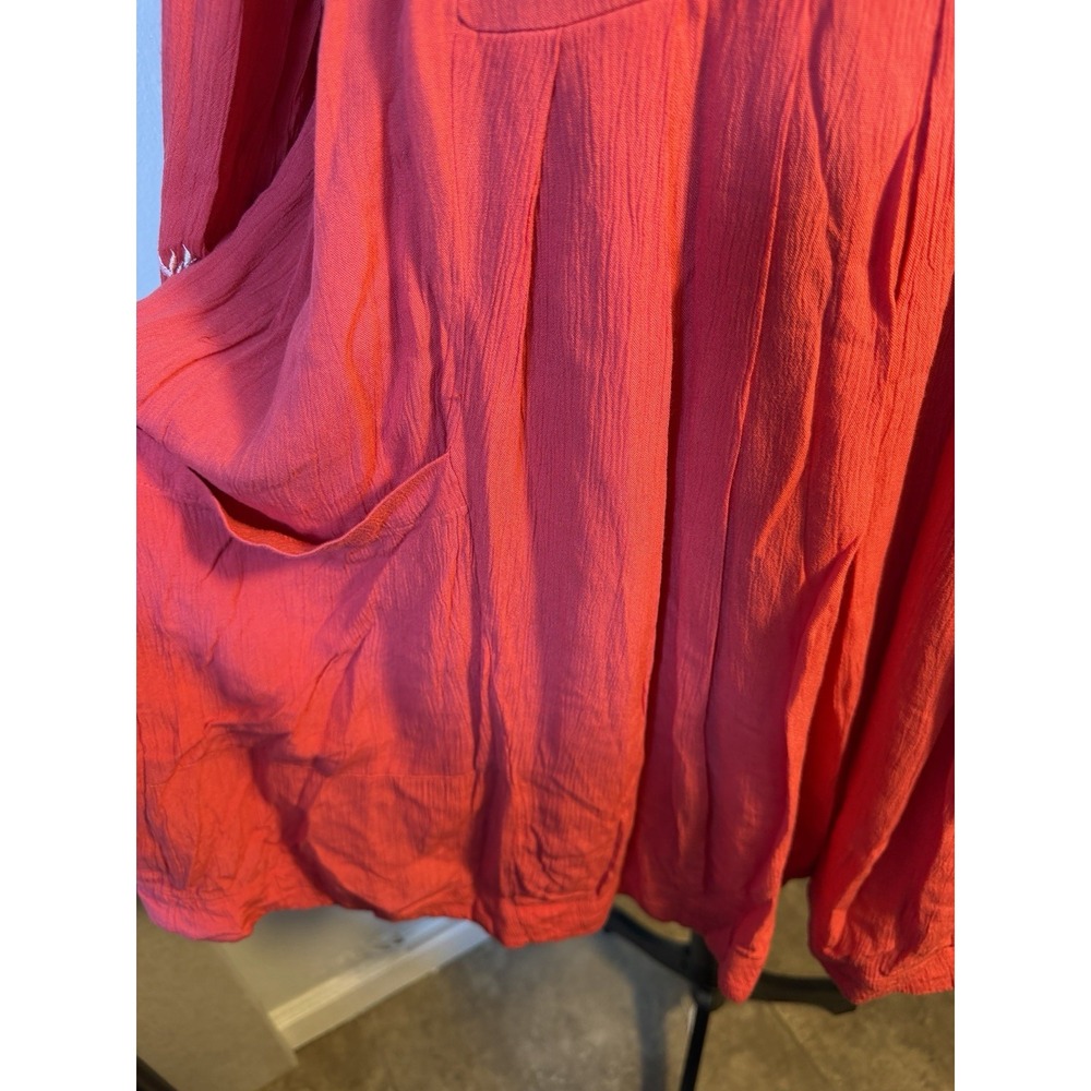 Free People Mia Gauze Floral‎ Embroidered Long Sleeve Mini Dress Size XS Red - Picture 6 of 11